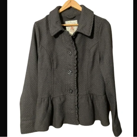 Decree- Peplum Woven Jacket Gray women’s Large - Picture 3 of 13
